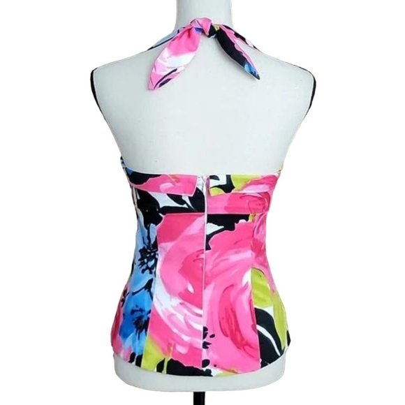 Trina Turk Floral Sweetheart Halter Top | EUC | 4 | Pink Blue Black Whit… - Picture 14 of 14
